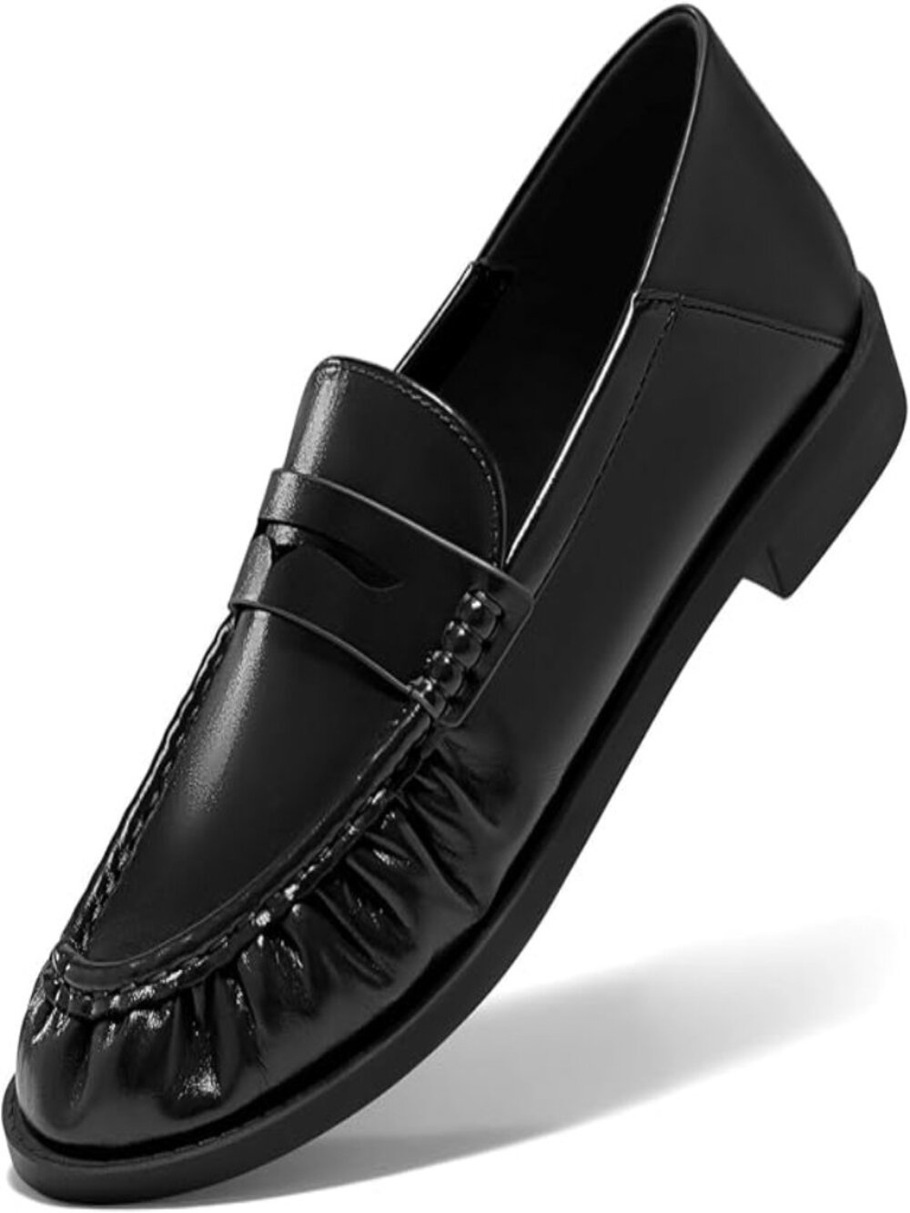 Women's Black Comfortable Collapsible Heel Closed Toe Loafer Slip on Shoes